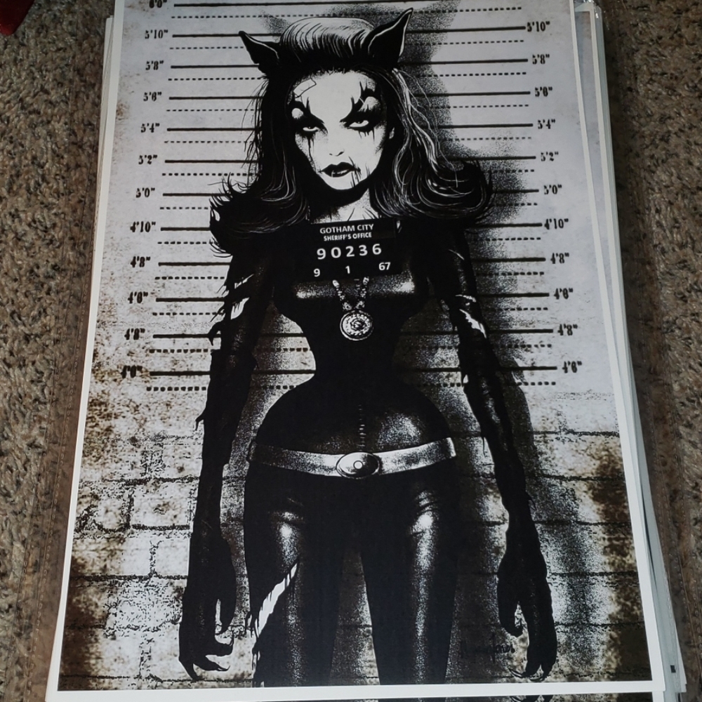 Lowbrow Cat Woman Gotham Sheriff Linup Mugshot Batman 11" x 17" Tattoo Art Print